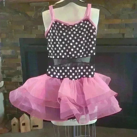 Black and white polka-dot dance costume - Picture 1 of 6